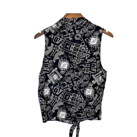 Hot Topic Harry Potter Marauder’s Map Tie-Front Woven Top Size XS Black Casual - Picture 4 of 15
